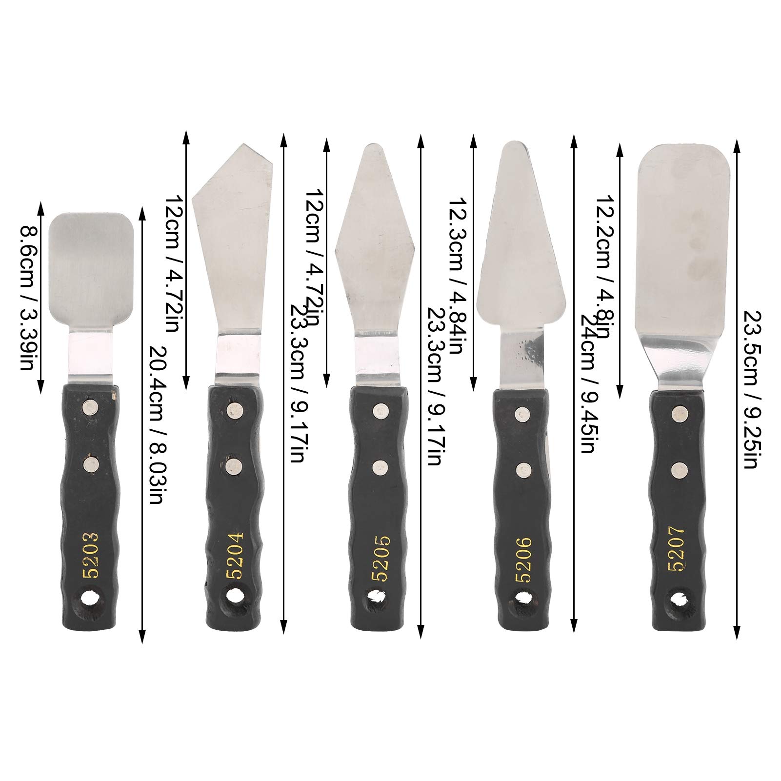 Image secondaire de Set de 5 spatules en acier inoxydable pour artistes - Outils de peinture polyvalents