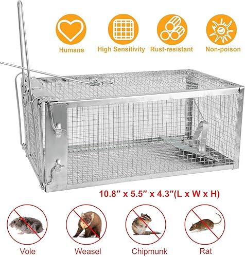 Miniatura 2 de Trampa Humana para Ratas, Paquete de 2 Trampas Pequeñas para Ardillas Vivas que Funcionan en Interiores y Exteriores, Fácil de Atrapar y Liberar,