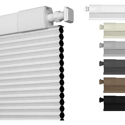 HOTSOON No Drill No Tools Blackout Cellular Shades Cordless Easy Install Honeycomb Blinds Thermal Insulated Noise Reduction Blinds for Indoor Windows,Blackout-White,Customize Size