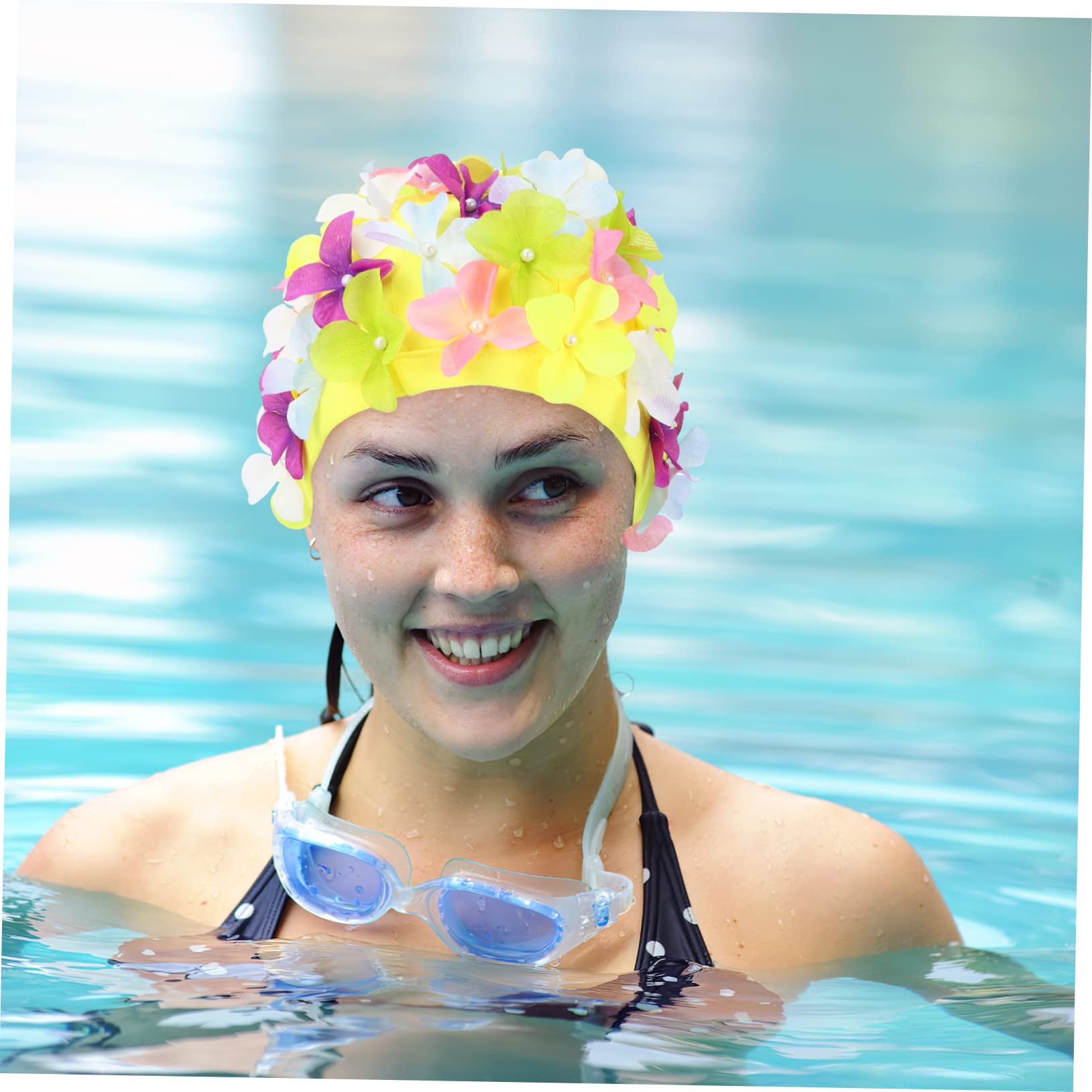 Toyvian Gorros de Natación para Mujer Flores 3D, Diseño Antideslizante en Nylon, 2 Piezas Reutilizables para Decoración Verano y Uso en Piscina o SPA