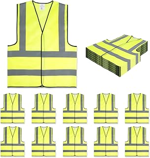 Sicherheitswesten Warnweste Hohe Sichtbarkeit Reflektierendes Mesh Warnweste für Herren and Damen Hohe Sichtbarkeit Fahrradweste mit 10 Stück Gelb