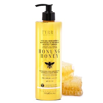 Honyng Honey Hydrolipidic Hair Mask 17.6 oz Deep Repair for Rubberized, Dry, Porous, and Damaged Hair Hydrolipidic Replacement + Strength Boost Citrus Scent Professional Home Care Tyrrel