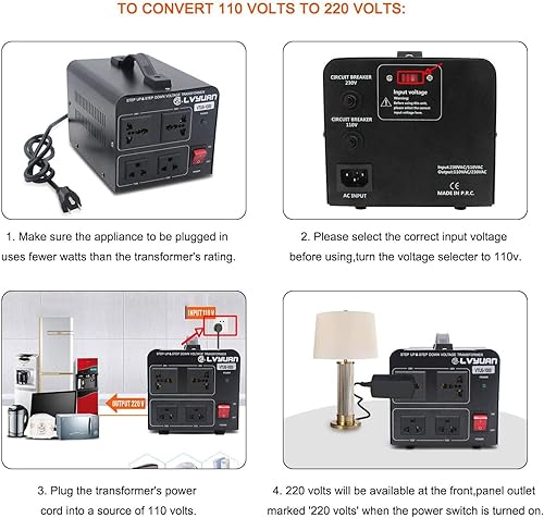 Miniatura 7 de Convertidor de transformador de voltaje de 1000 vatios de aumento y bajada de 110-120 voltios a 220-240 voltios y de 220-240 voltios a 110-120