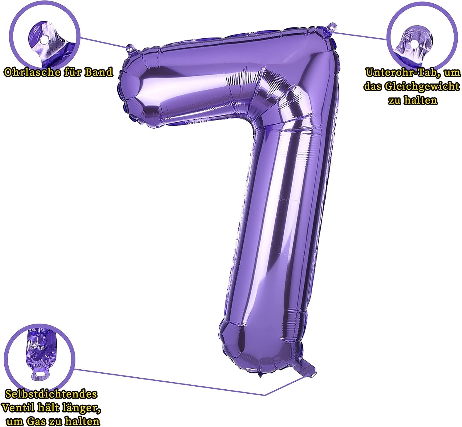 100 cm Large Purple Number 7 Foil Balloon Foil Mylar Giant Girl Helium Balloons Birthday Party Decoration Supplies Baby - Image 4
