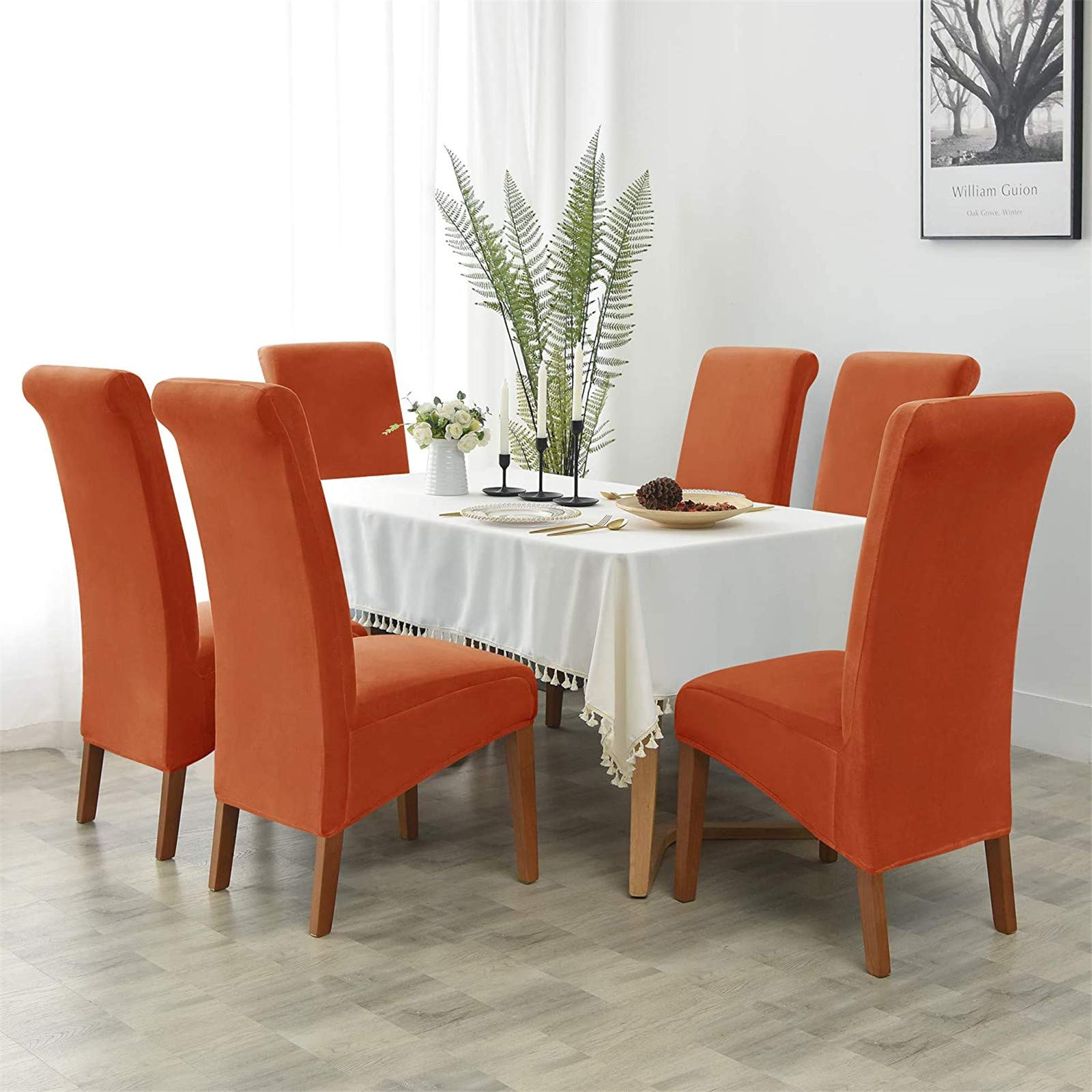 Parsons Coprisedia In Velluto Elasticizzato Per Sala Da Pranzo - Set Da 6, Morbido, Lavabile, Rimovibile, Vestibilità Sicura, Colore Verde