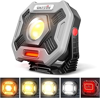 WARSUN Rechargeable Work Light,10000mAh 2000LM COB Portable Flood Light with 4 Color Temperature, Magnetic LED Work Light for Camping Mechanics Car Repairing with Emergency SOS Mode, Job Site Lighting