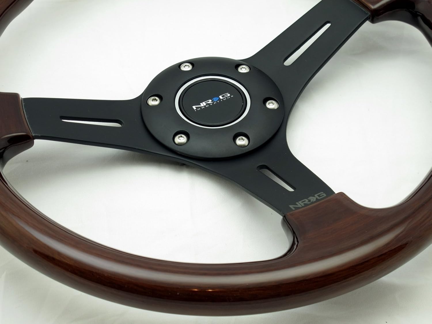 NRG Innovations ST-015-1BK Classic Wood Grain Wheel (330mm, 3 spoke center in matte black)