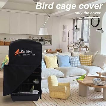 Bird Cage Cover Black Blackout Birdcage Cover (18.1x14.1x36 inch) | Durable Breathable Washable Material, Create Quiet Environmente