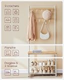 VASAGLE HSR041W09 3-in-1 Steel Frame Coat Rack with Shoe Shelf Hallway Modern Style Oak and Cream - 8