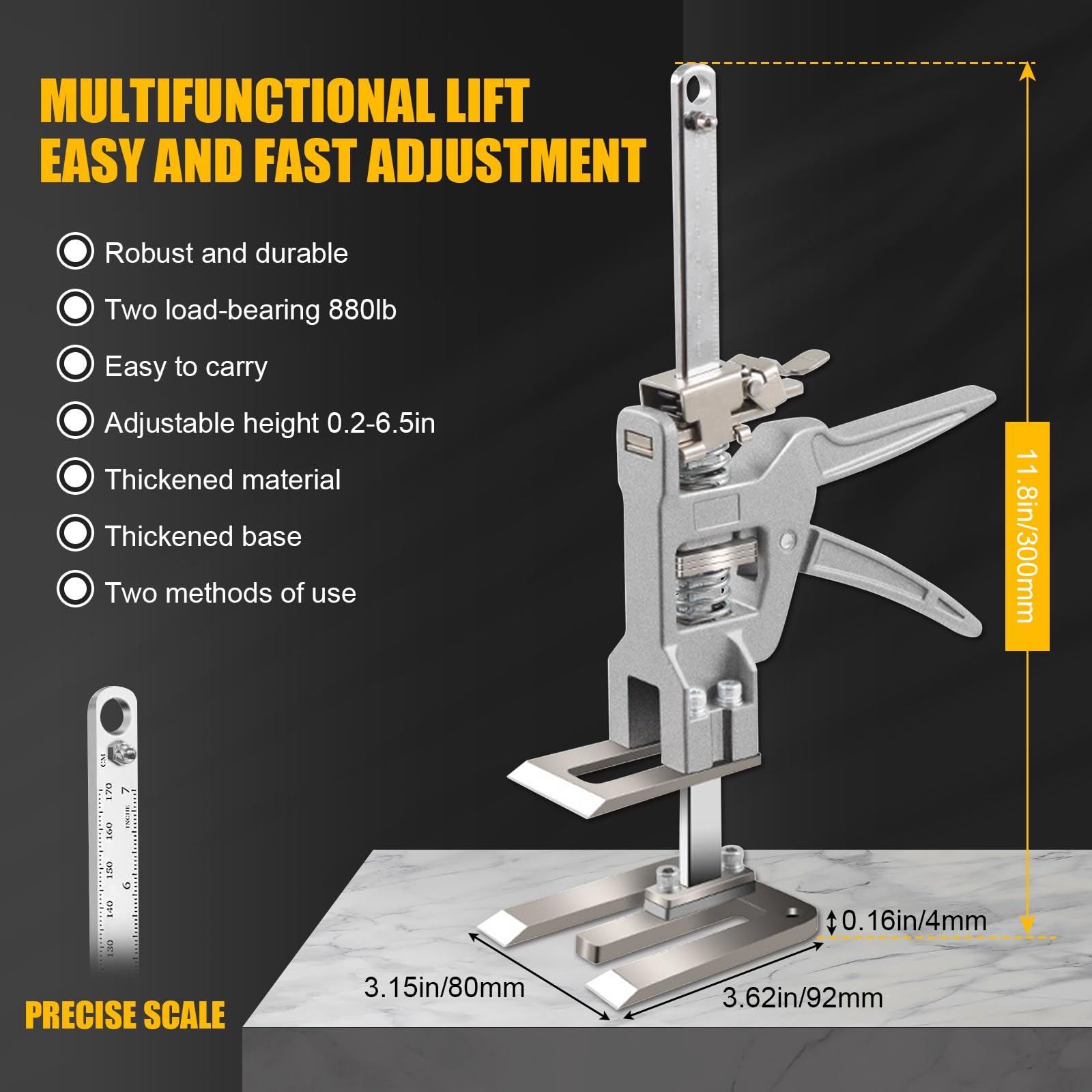 MaxAwe Lot de 2 Bras Économes en Travail Avec 2 Vitesses, Réglage de la Hauteur de 31 cm, Outil de Levage de 200 kg Pour Carreaux, Portes, Armoires