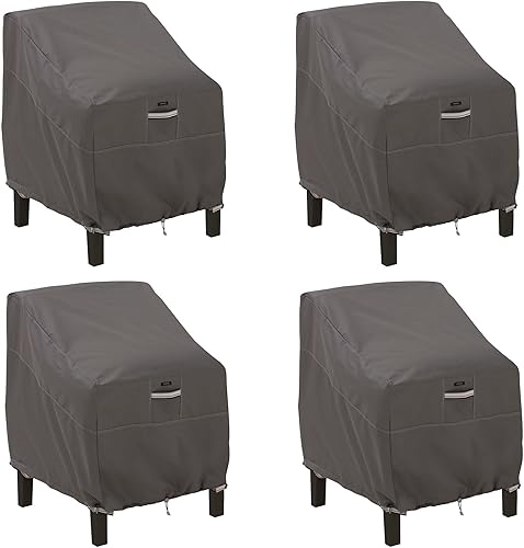 Classic Accessories Ravenna - Funda resistente al agua para silla de patio de 38 pulgadas, paquete de 4, fundas para tumbonas para exteriores