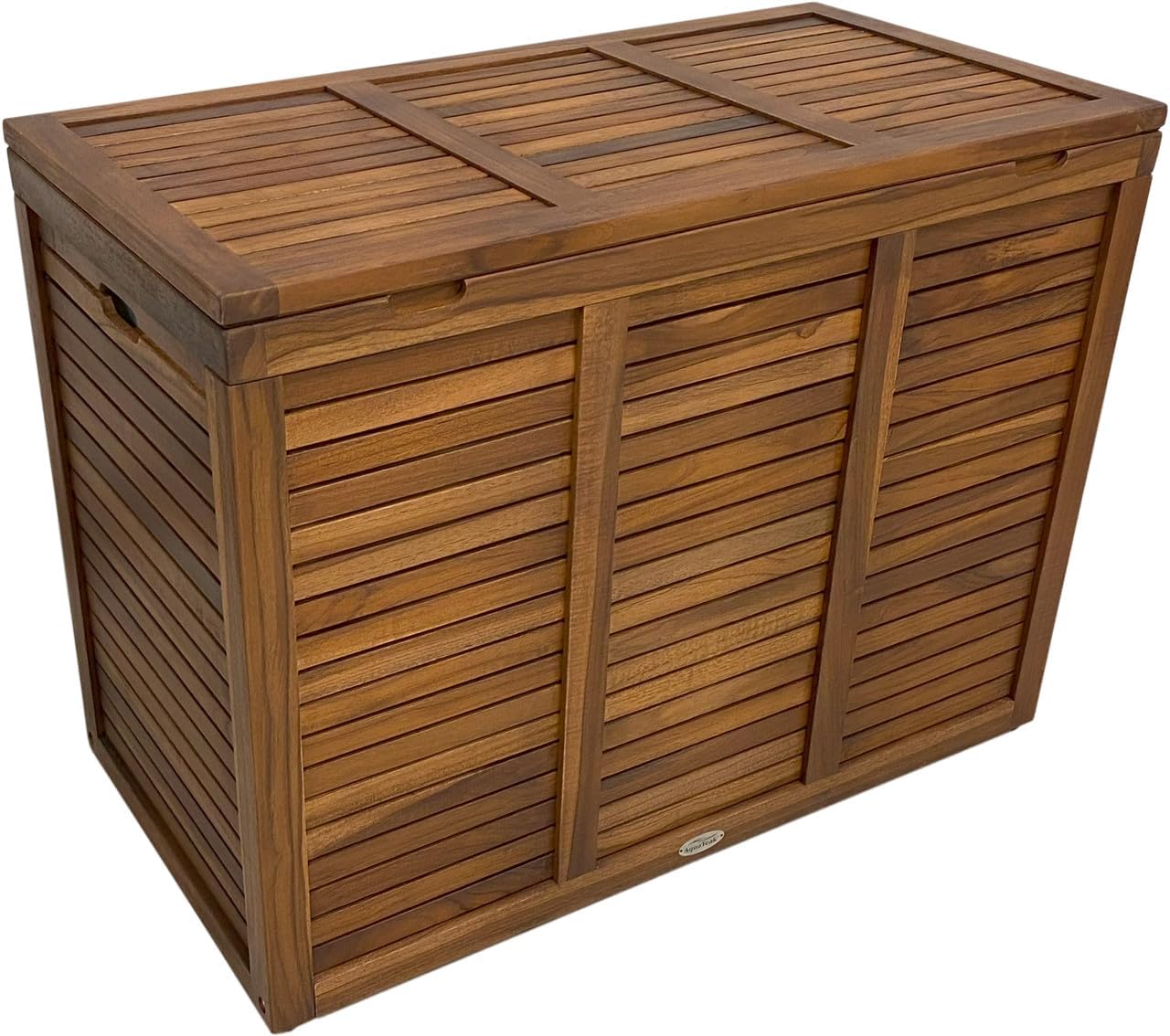 Spa Large-Size Triple Walnut-Shield Teak Laundry or Storage Hamper