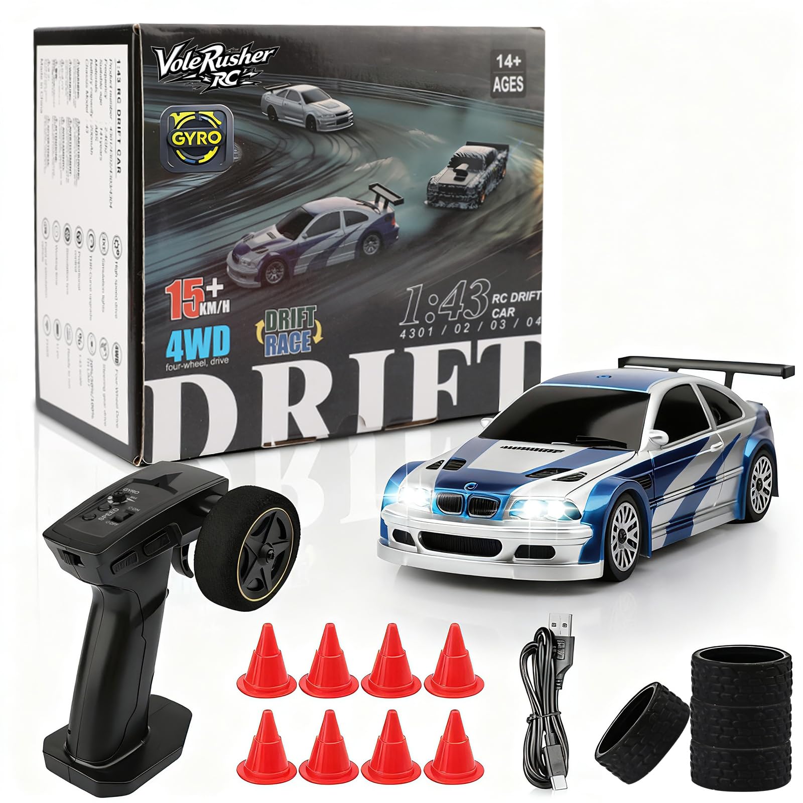 VoleRusher 2026 Upgrade 1/43 Mini RC Drift Car with Gyro