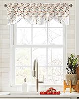 Vista 35 de Cenefas botánicas de acuarela para ventanas de cocina, cenefa de cortina de hojas verdes, cortinas cortas de rama de plantas con bolsillo