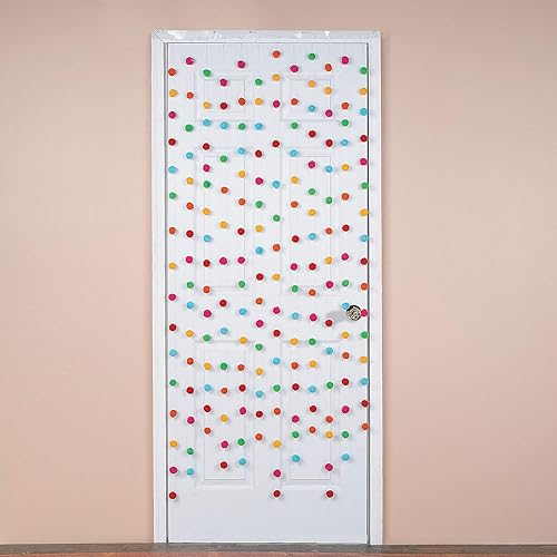 Fun Express - Fiesta Pom Pom Door Cover para Cinco de Mayo - Decoración de fiesta - Decoración de puerta - Bordes y cortinas - Cinco de Mayo - 1
