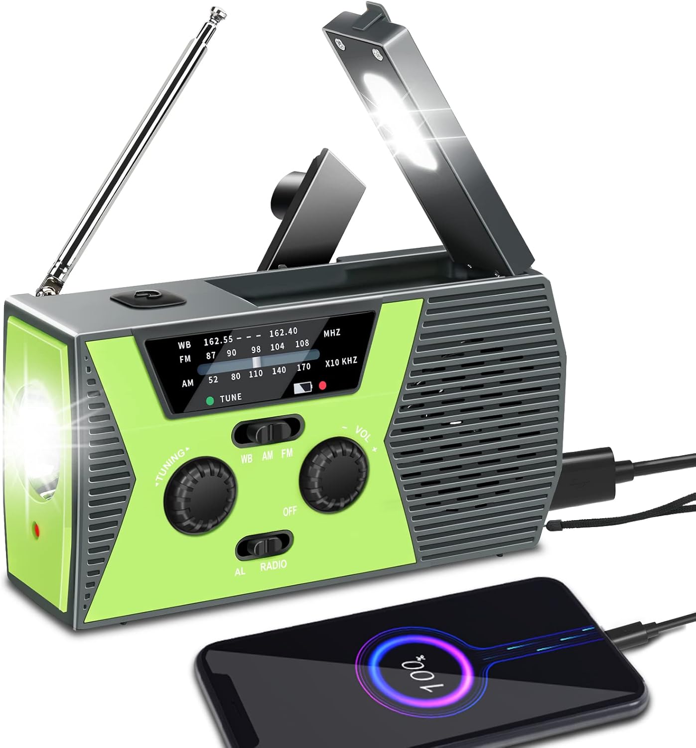 Notfall Radio Mit Kurbel & Solar - Weltempfänger Mit LED-Taschenlampe