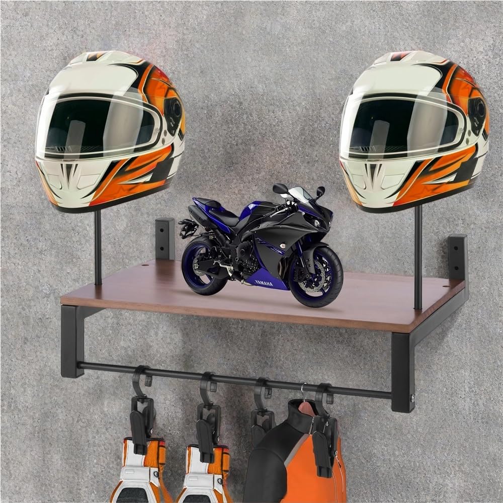 Drewniany uchwyt na kask motocyklowy, uchwyt ścienny, stojak na sprzęt, odporny na zużycie, metalowy stojak na kask, odpowiedni do przechowywania akcesoriów motocyklowych