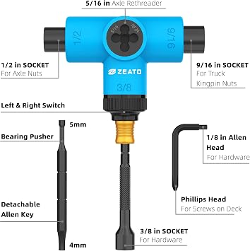 Multi-Function Skatboard Tool and Grip Tape Sandpaper Sheet