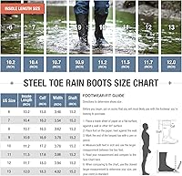 Vista 2 de HISEA Botas de lluvia con punta de acero para hombre, botas de goma de PVC, botas de trabajo impermeables para pesca en jardín, botas de trabajo al