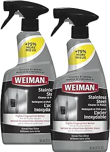 Weiman Stainless Steel Cleaner and Polish - (2 Pack) - Protects Appliances from Fingerprints and Leaves a Streak-Free Shine for Refrigerator Dishwasher Oven Grill etc