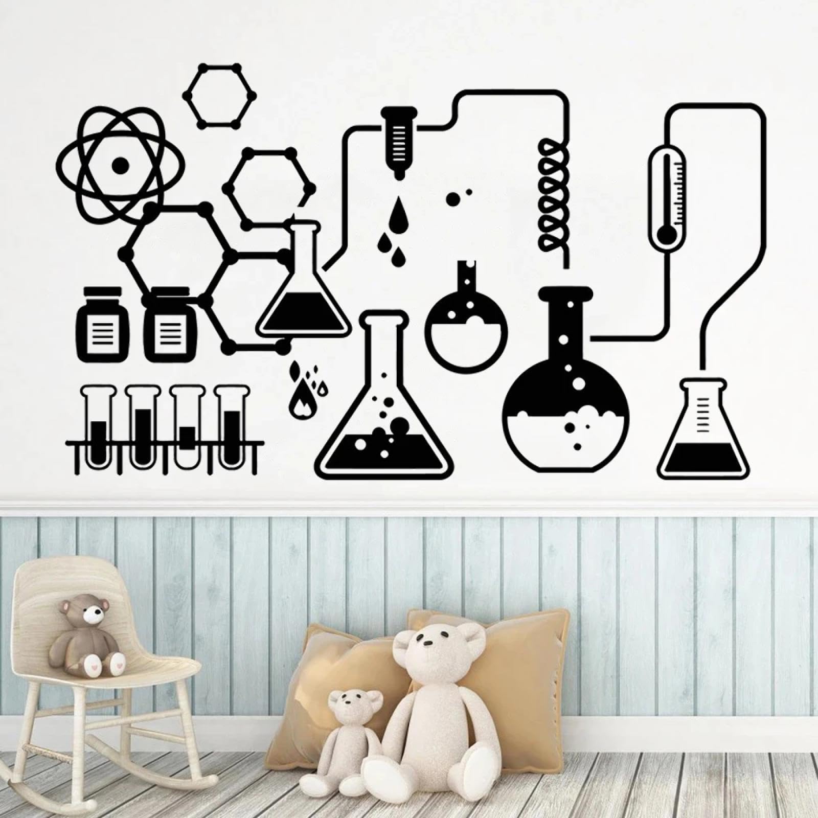 YOUOUSI Chemical Laboratory Vinyl Scientist Chemistry School Wall Stickers Nursery Children's Wall Art Decals Home Decoration