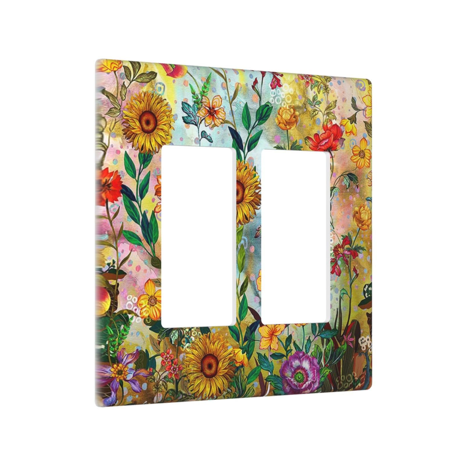 Colorful Sunflower Wall Plates - Decorative Light Switch Covers -2 Colorful Sunflower Wall Plates - Decorative Light Switch Covers -2