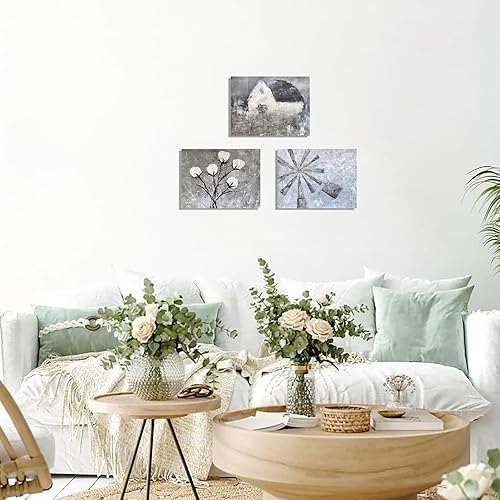 Miniatura 5 de Cuadro de paisaje de granja, decoración de pared, cuadro de granero, arte de pared, pintura de granero de campo, arte de pared de baño, decoración