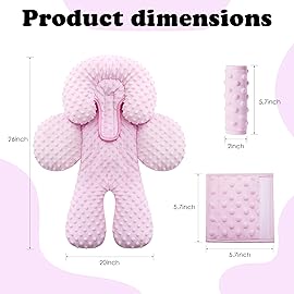 Pro Goleem Infant Car Seat Head Neck Body Support, Ultra-Soft Minky and Microfiber Car Seat Strap Pads, Perfect for Stroller, 2-in-1 Reversible, Girls, Pink