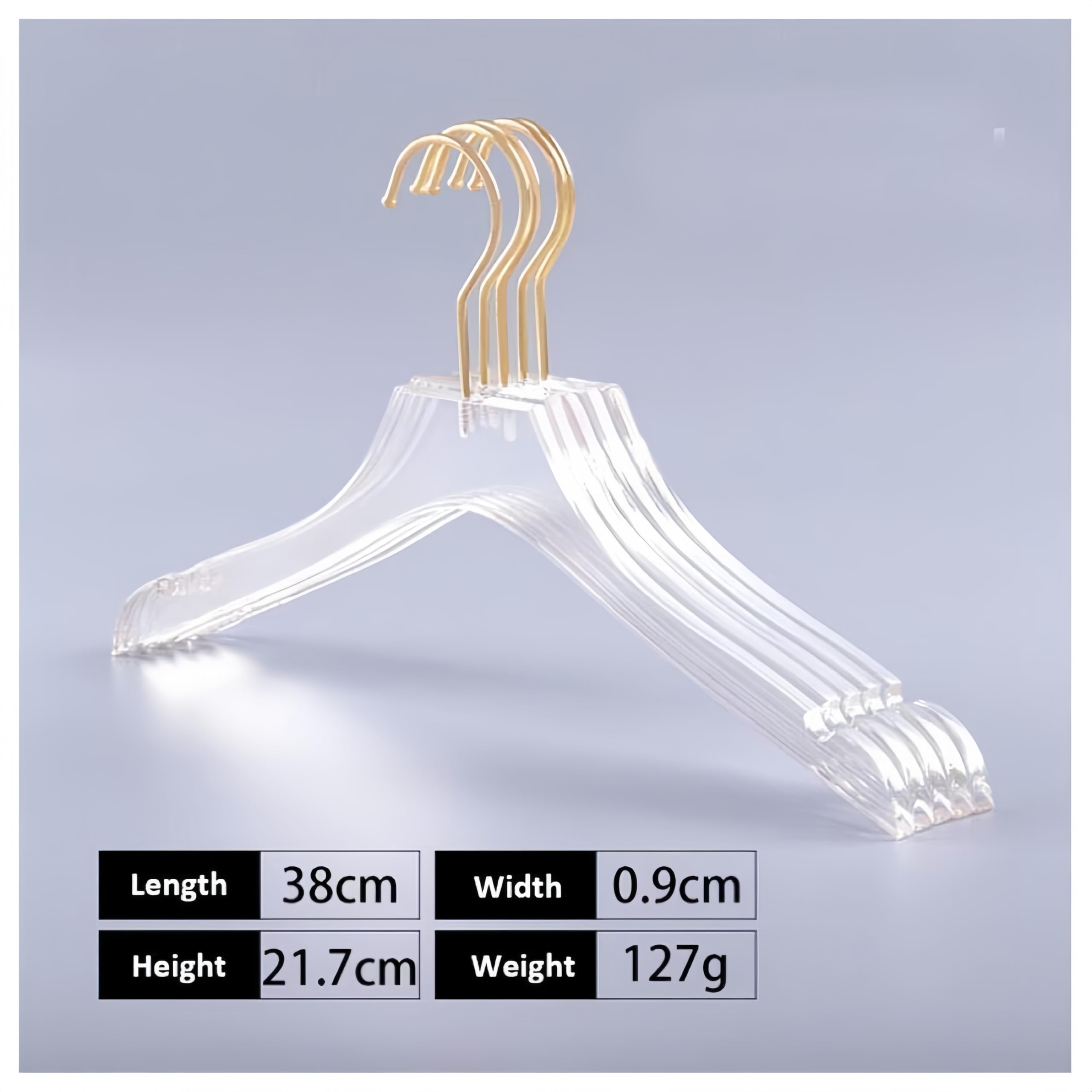 10 Stück Hochzeits-Acryl-Kleiderbügel, Premium-Kristall-Kleiderbügel, drehbar, goldfarbener Haken, glänzend (transparentes Quadrat)