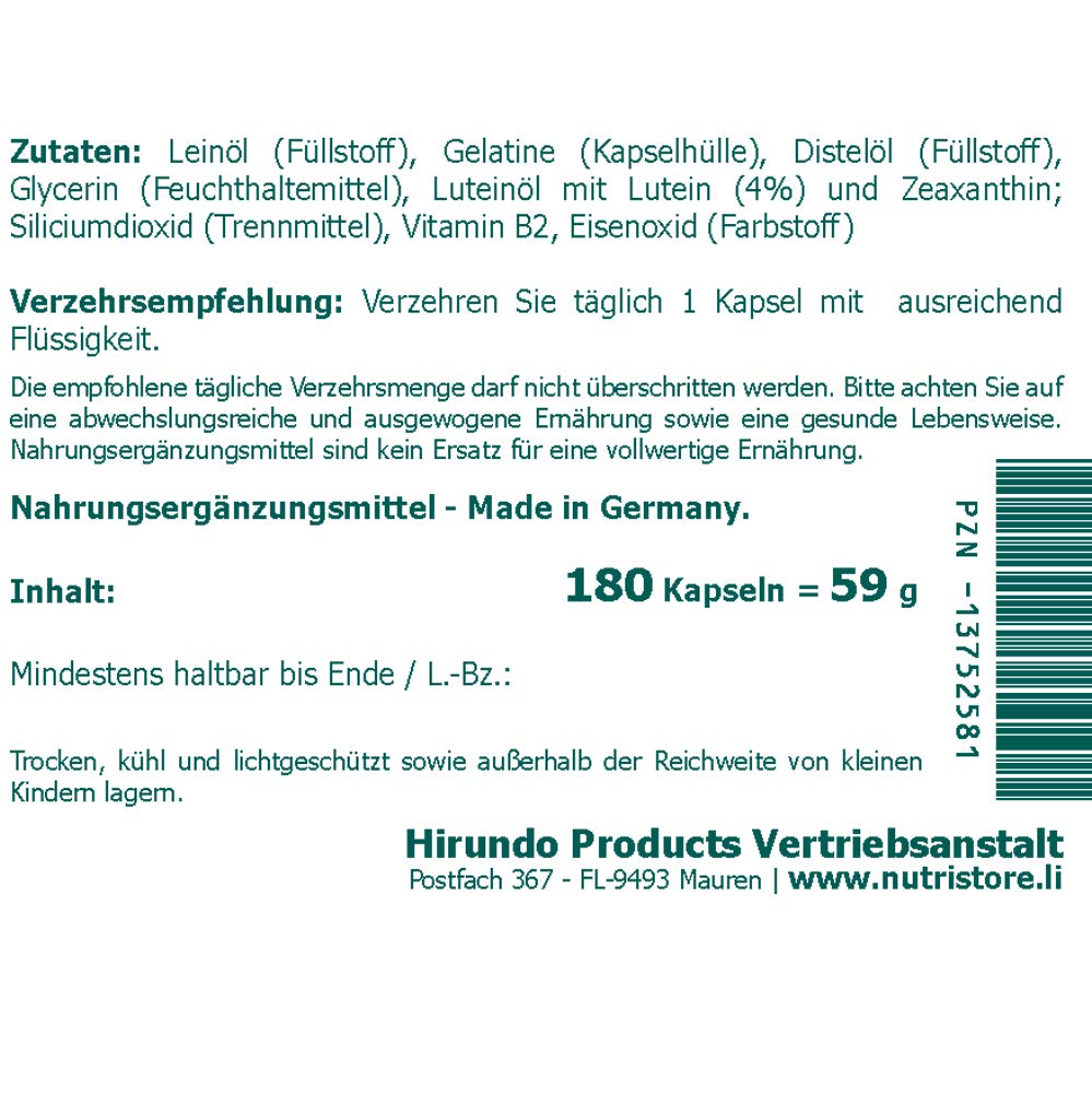 Lutein 20 mg Kapseln 180 Stk.