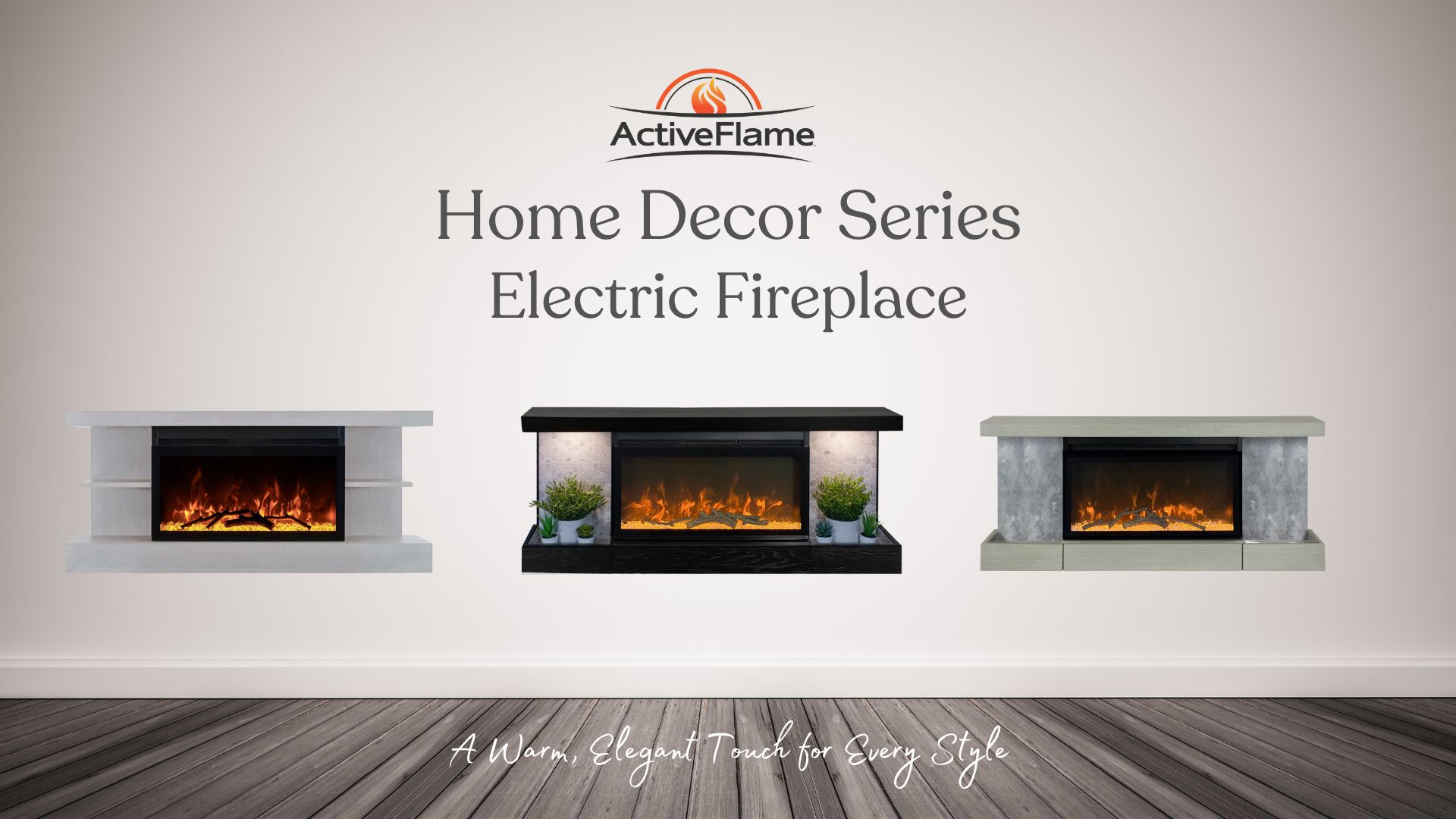 ActiveFlame Décor Electric Fireplace with Wall-Mount Mantel
