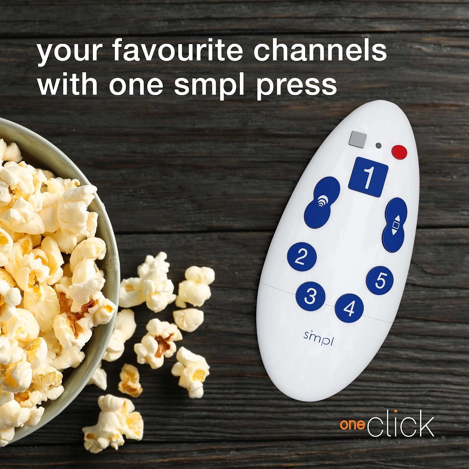 Smpl Simple TV Remote for The Elderly - This Universal Large Button Remote Control Helps The Elderly & Visually Impaired on Virtually Any TV | Supports IR TVs, Cable, Satellite & Sound Bars