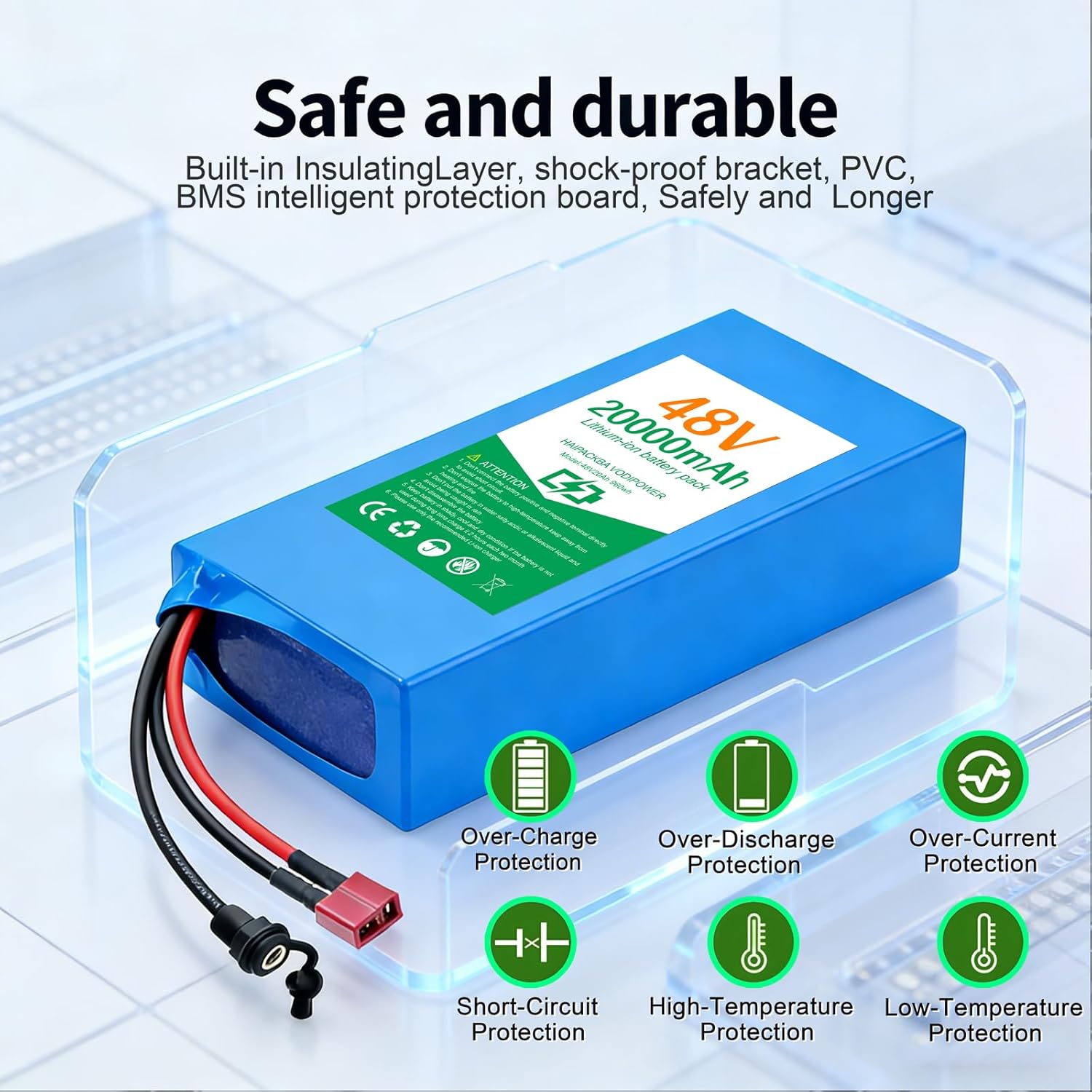 48V Battery, 13AH 15AH 20AH Battery with 40A BMS for 0-1500W Motor, with 3A Char-ger, XT60/T-Plug, Connector (48V 20AH (200-1500W))