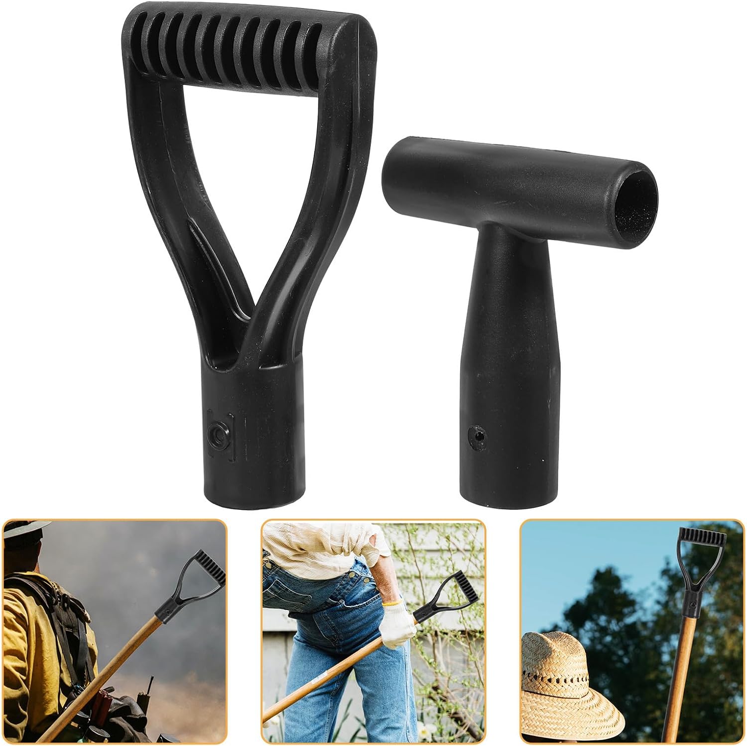 2 Pcs Replacement T Shape Shovel Handle Grip with Anti-Collision Polymer Material, Portable and Easy to Carry, for Gardening and Lawn Care Tools