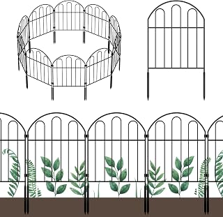 OUSHENG 10 Pack Decorative Garden Fence, Total 10ft(L) x 22in(H) Animal Barrier Border, Rustproof Metal Wire Section Edging Fencing Panel for Outdoor Patio Garden Yard, Arched