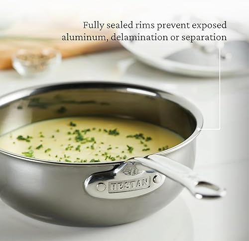 Miniatura 9 de Hestan - Colección NanoBond - Sartén de acero inoxidable de titanio de 2 cuartos de galón con tapa - Utensilios de cocina limpios sin toxinas, PFAS