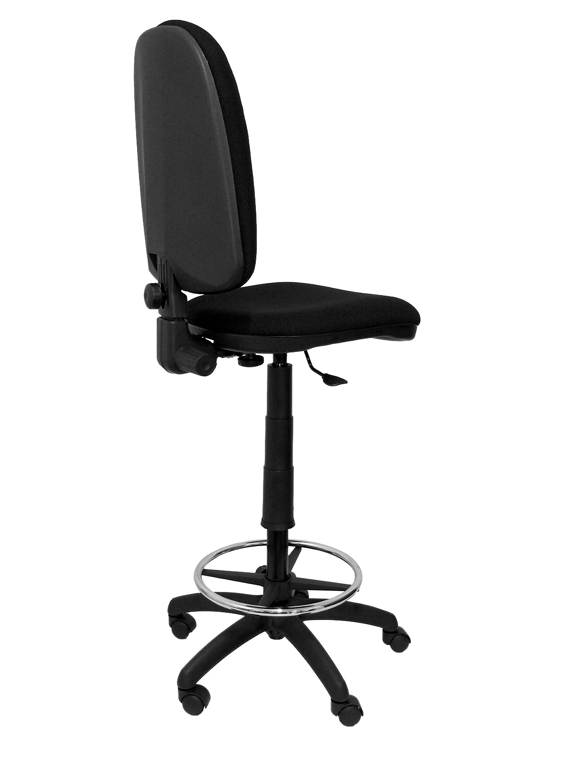 Piqueras y Crespo T04CP Sgabello ergonomico, altezza regolabile e anello poggiapiedi nero