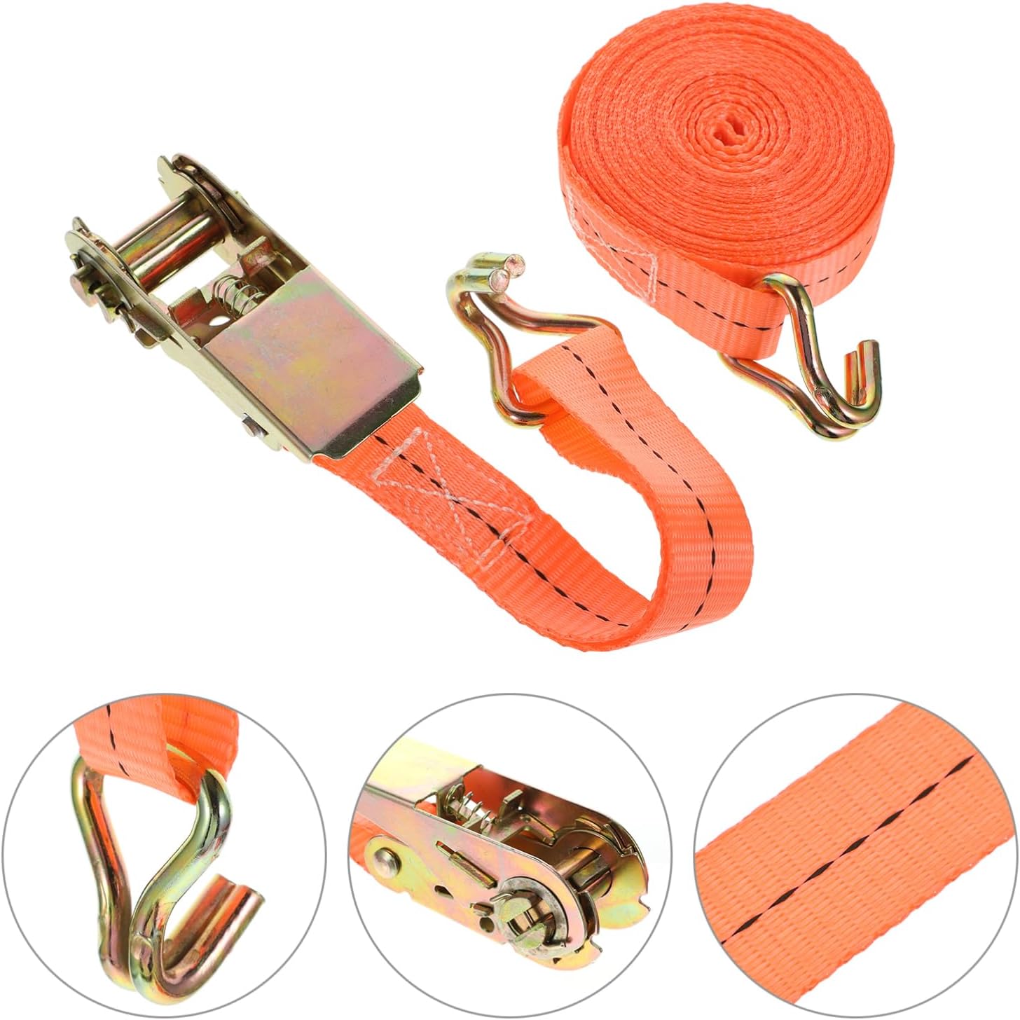 POPETPOP 4pcs Ratchet Tie Down Straps Heavy Duty Cargo Straps Steel Hooks and Buckle for Truck Motorcycle