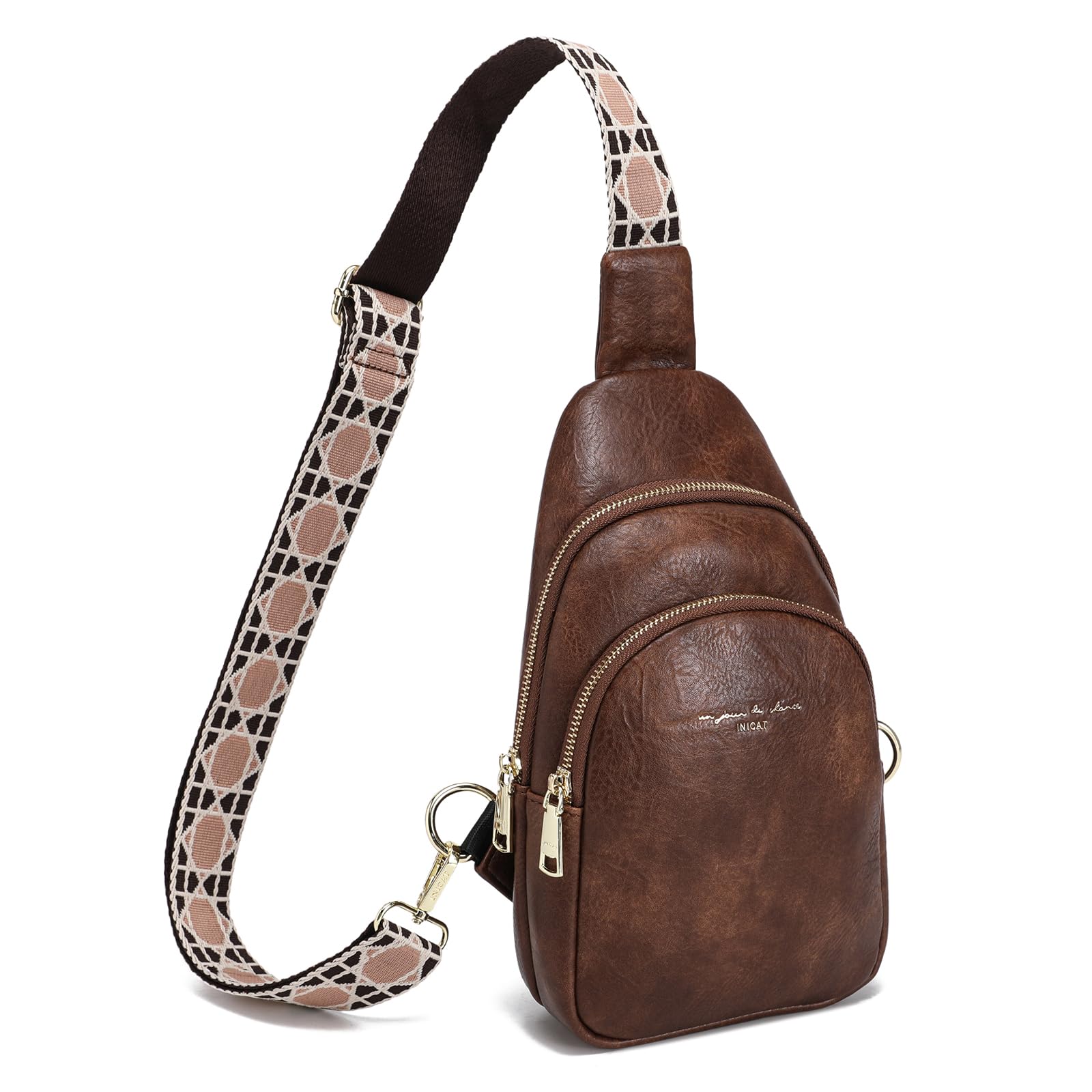 INICAT Crossbody Sling Bags Fanny Packs Leather Purses Chest Bag for Women