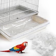 Disposable Bird Cage Liners 100 PCS Clear Plastic Parakeet Cage Liner Bag for 18x26 Inch Pallets Universal Elastic Film Intended for Parakeet, Cockatiels, Rabbit, Guinea Pig Finches Canaries