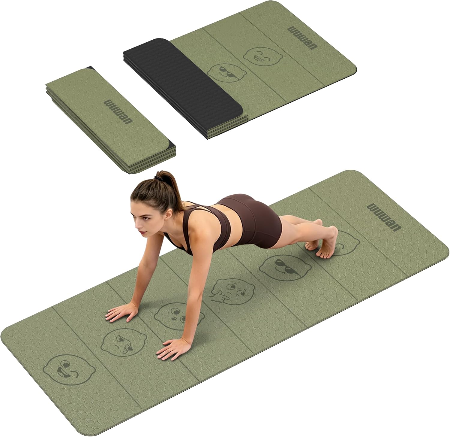 TPE Yoga Mat Foldable 8mm Thick Light Non-Slip for Home/Gym/Travel