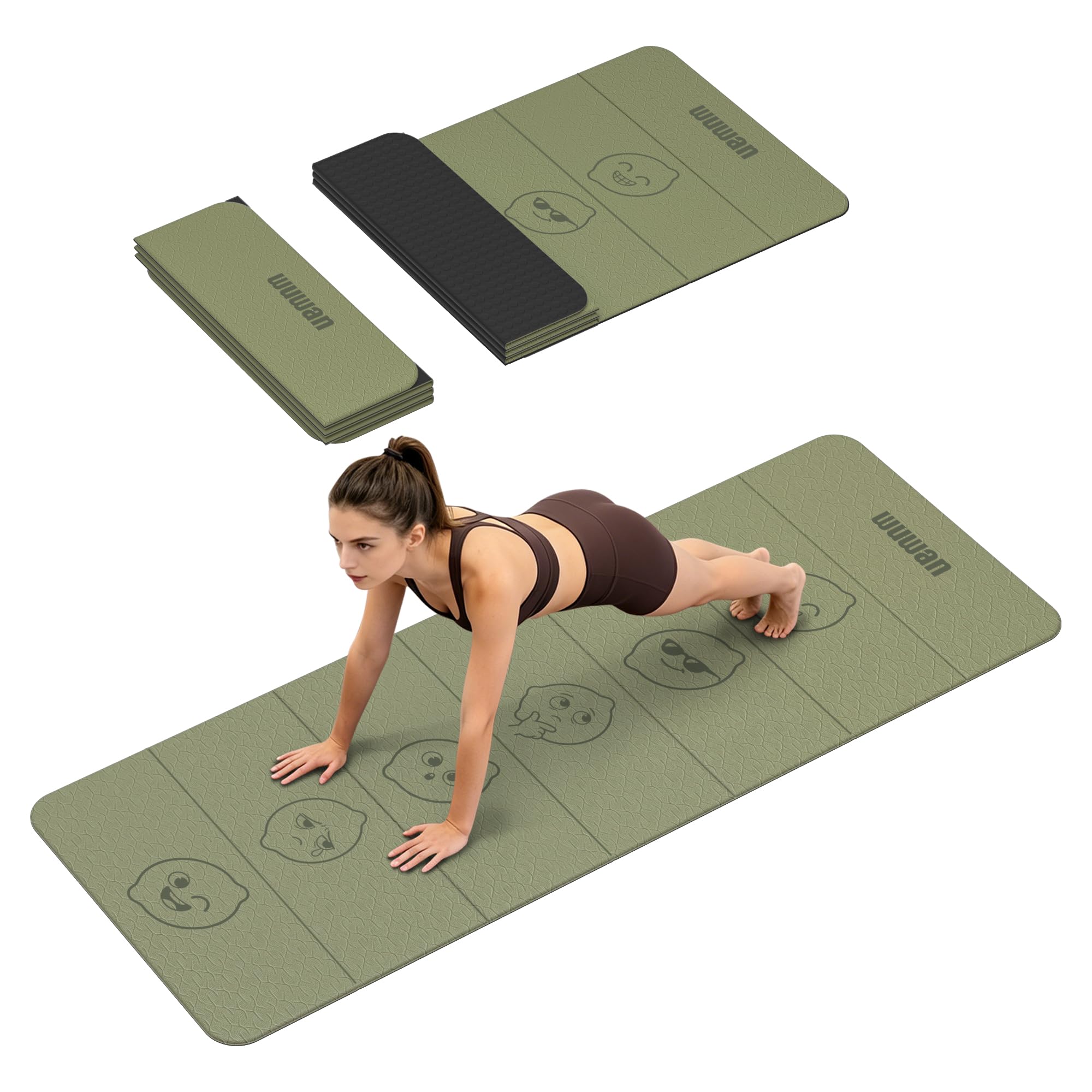 TPE Yoga Mat Foldable 8mm Thick Light Non-Slip for Home/Gym/Travel