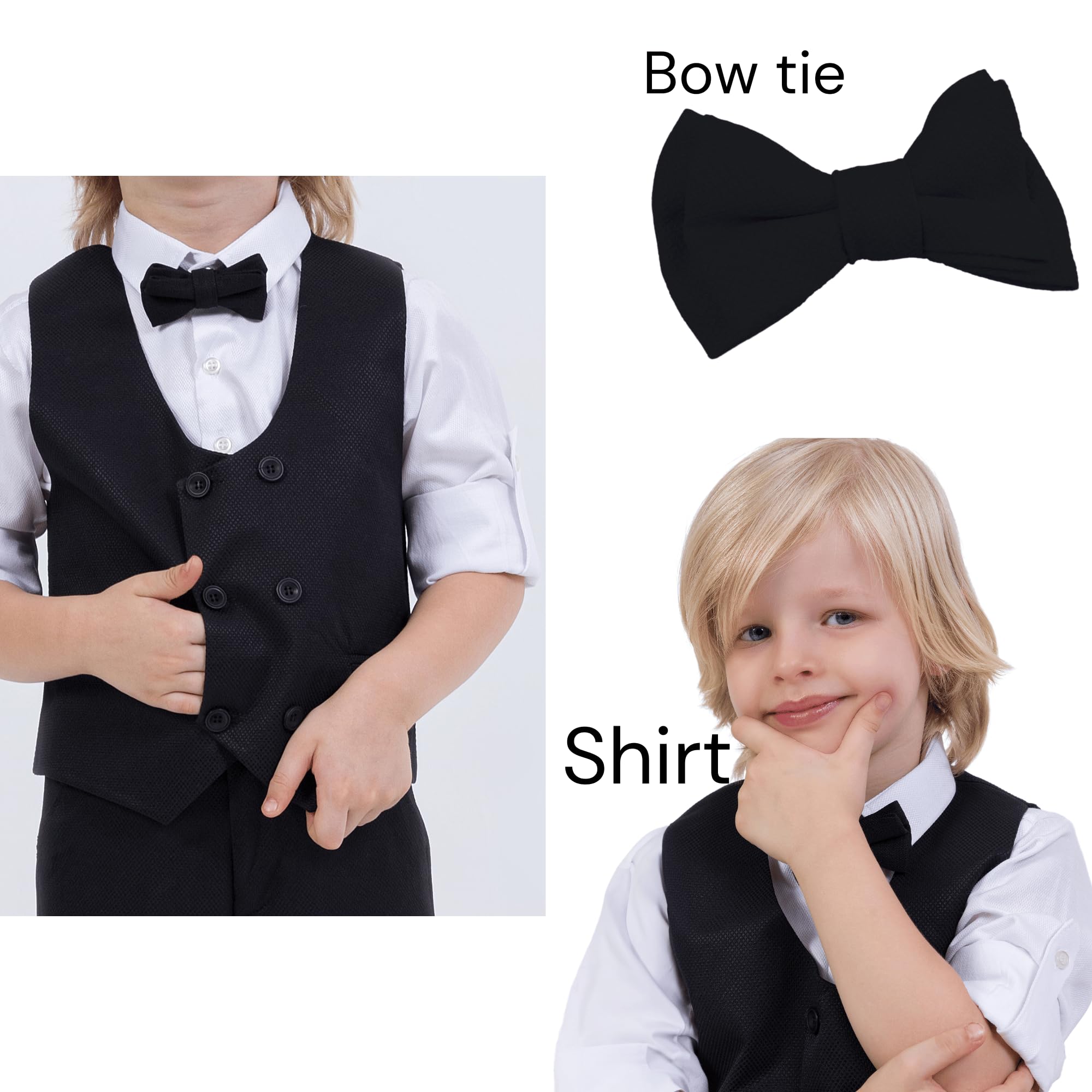 Vestito per ragazzi | Set da 5 pezzi camicia, pantaloni, gilet, giacca e papillon | Abbigliamento formale e per feste per ragazzi di età compresa tra 1 e 13 anni