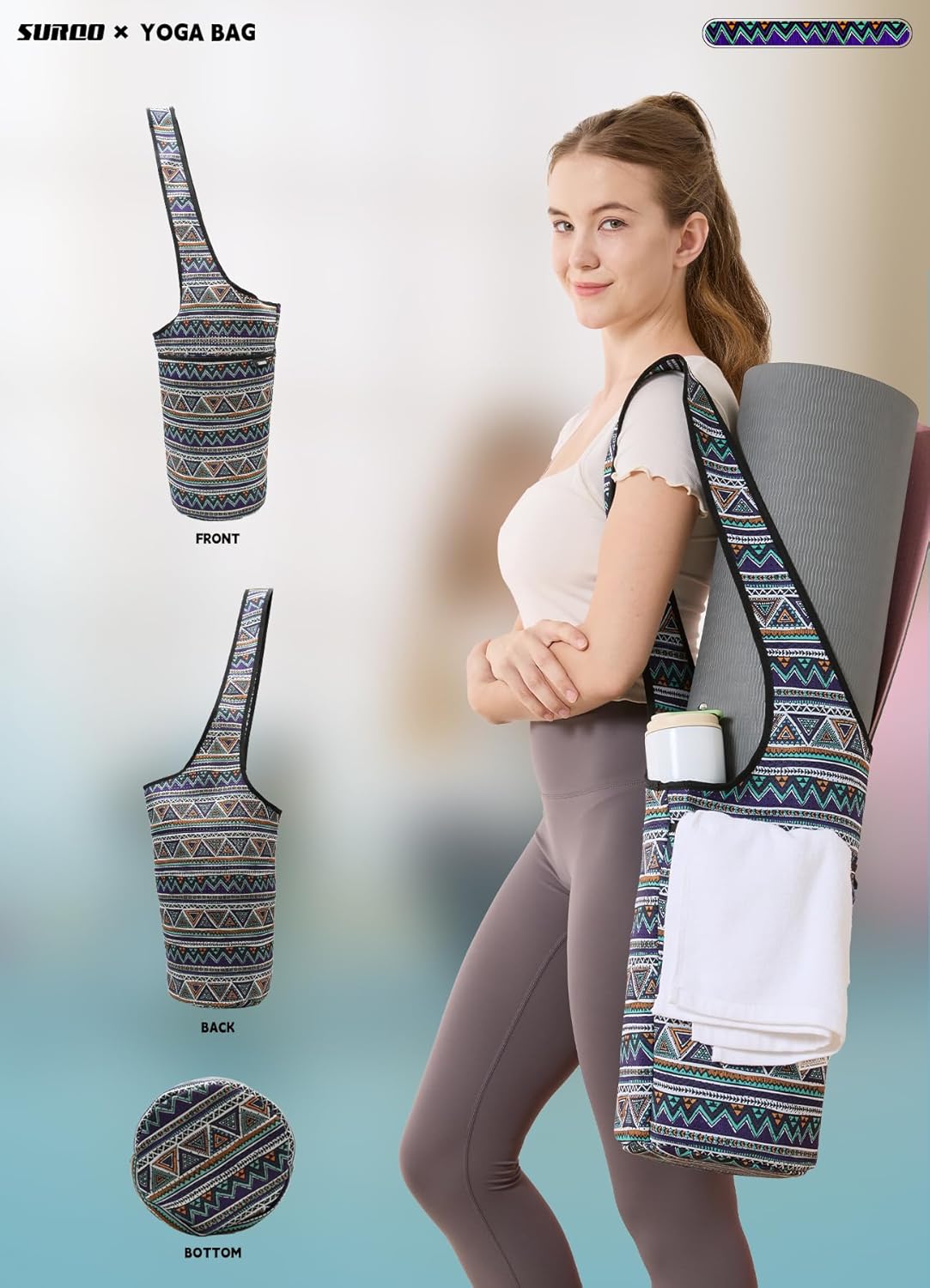 Yoga Mat Bag – Neoprene, Lightweight, Spacious Carrier, Large Zipper Pocket, Ideal for Gym Yoga & Fitness Mats - Image 6