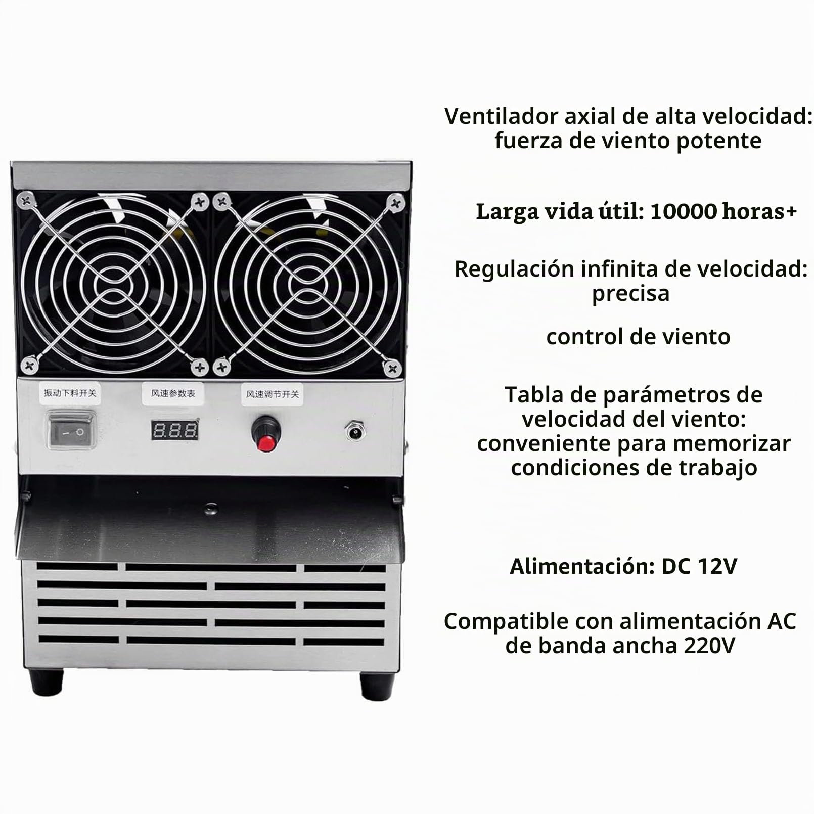Divisor de Cáscara Soplado de Grano para Alimentación de Pájaros, Máquina Aventadora Eléctrica de Limpieza de Granos, Separador de Granos de Acero Inoxidable con Ventilador de Velocidad Ajustable
