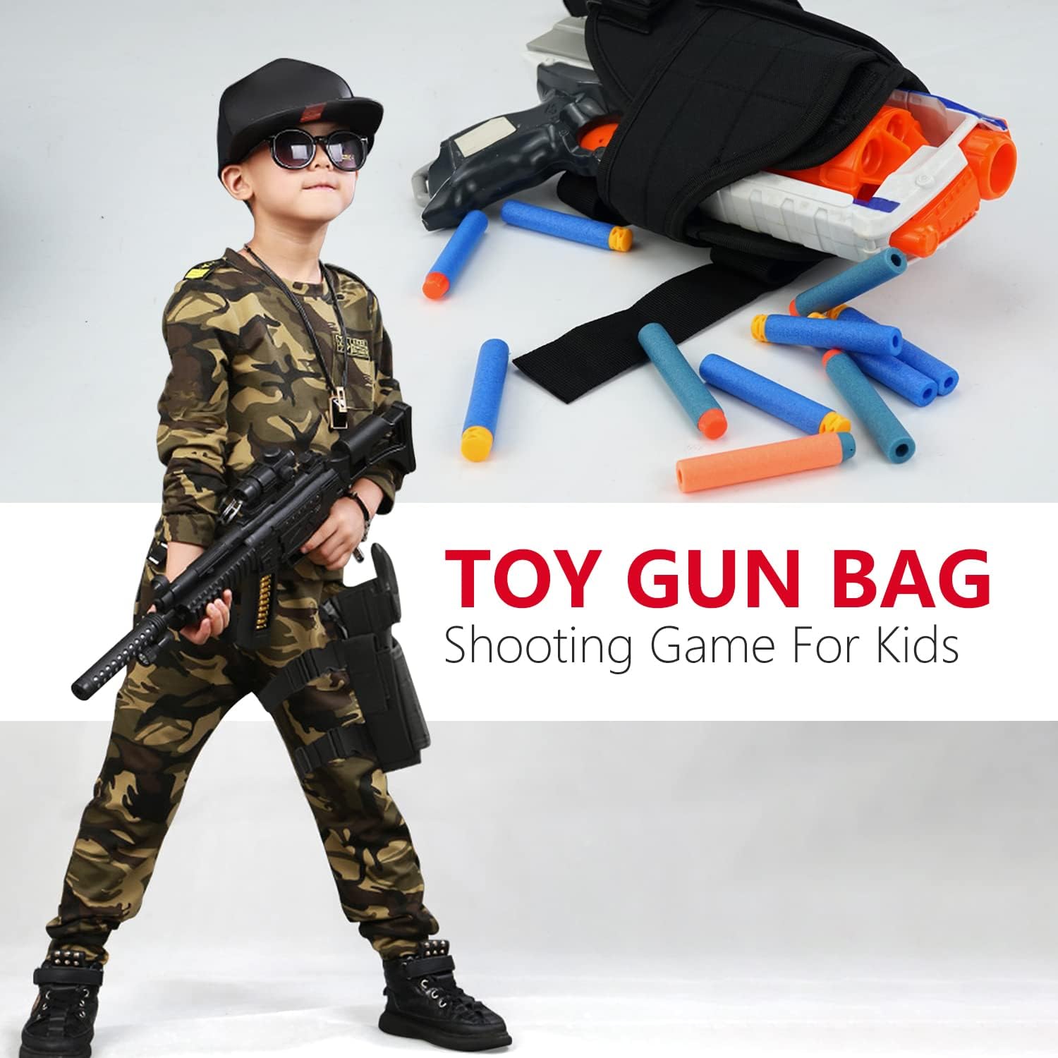 BOROLA Adjustable Tactical Leg Holster Compatible for Nerf Elite Series Blaster(Black)