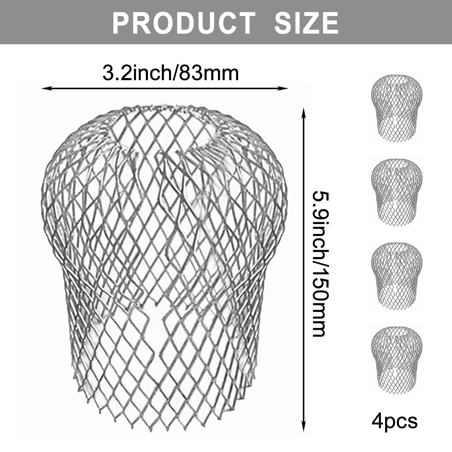 Lot De 4 Protections Gouttière Métal | Tamis Anti-feuilles Aluminium | Pour Tuyaux 2 à 4 Pouces