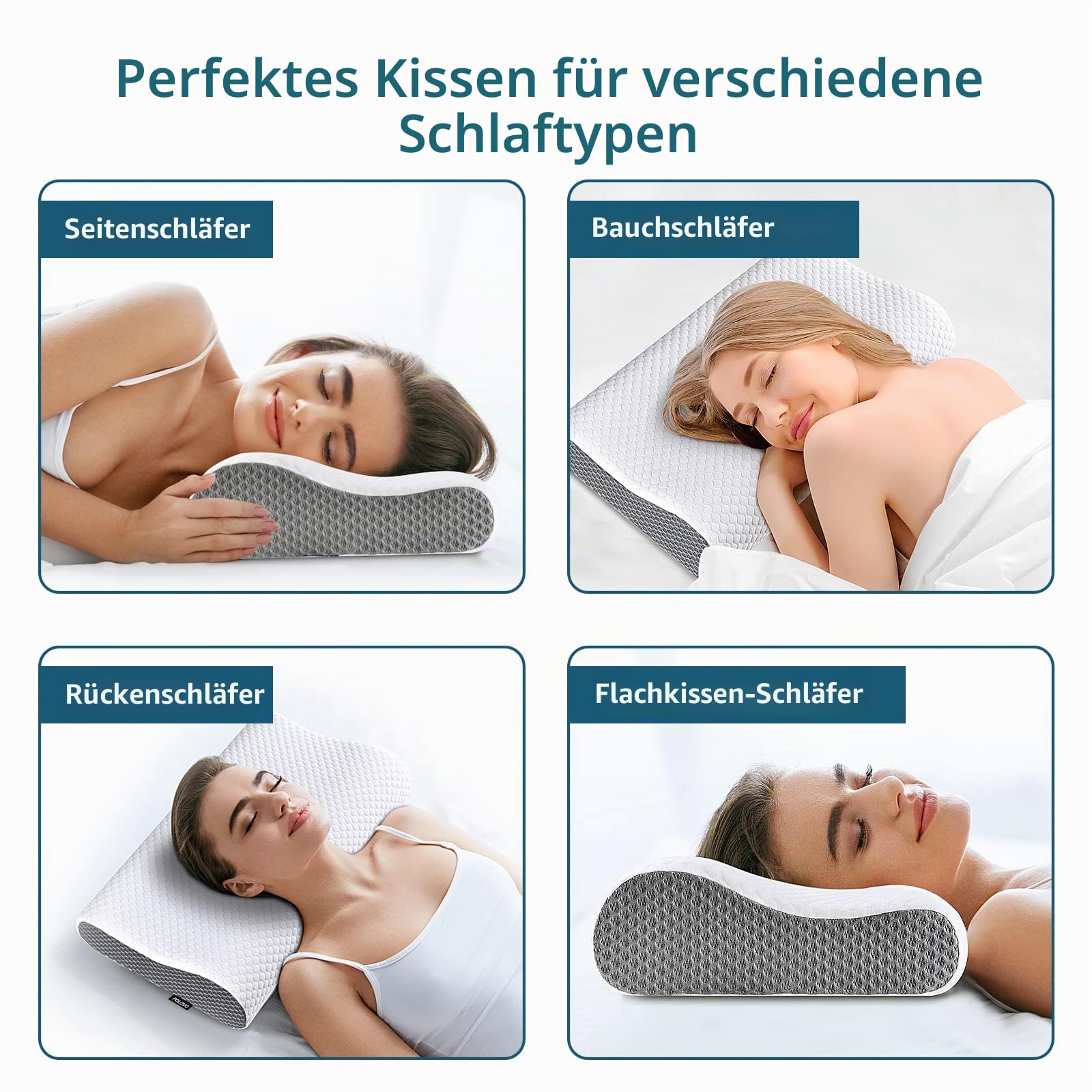 Polovo Nackenkissen Memory Foam zur Schmerzlinderung Bettkissen zum Schlafen, Ergonomische Orthopädische Halswirbelsäule für Nacken- und Schulterschmerzen, Seite Rücken Bauchschläfer