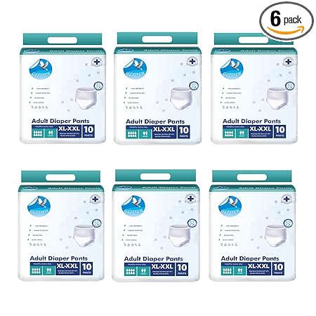 [ NEW LAUNCH ALERT ] Glider Adult Diaper Pants XL-XXL with SUPERIOR ABSORBENCY - 120-145 cm, 47-57 inch ((Pack of 6 (60 Count))