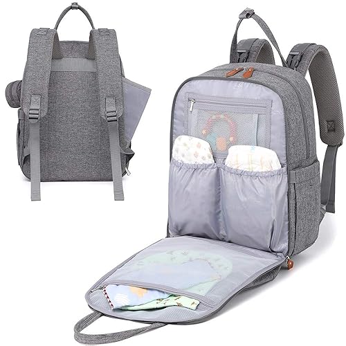 Miniatura 4 de WELAVILA - Mochila para pañales unisex con cambiador bolsillos aislados y soporte para chupones para niños y niñas mochila de viaje multifunción